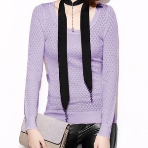 StyleWe SOFA Pointelle Lavender Pastel Purple Scoop Neck Spring Sweater XS/00